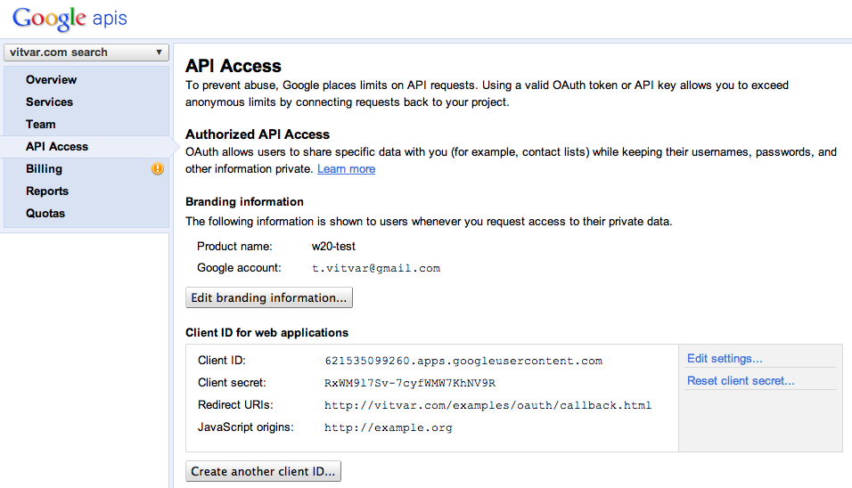 Google API Console